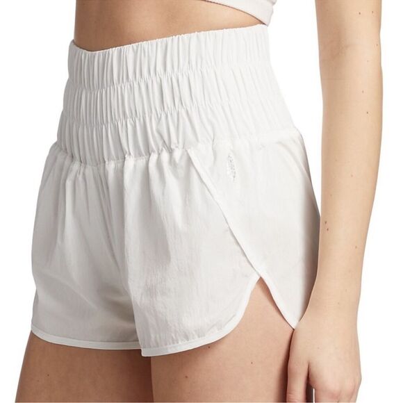 Free People Pants - NWT Free People Movement solid white high waisted quick dry smocked shorts large